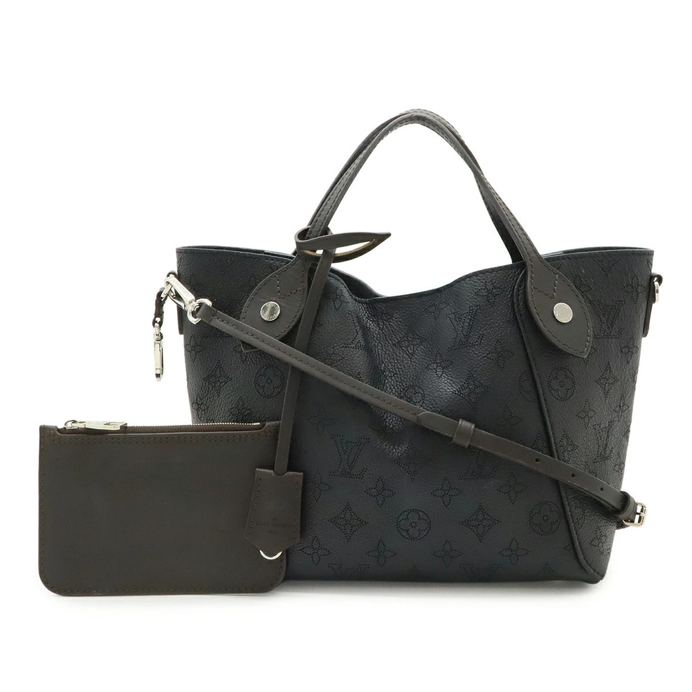LOUIS VUITTON Monogram Mahina 2way Shoulder Bag Leather Noir Black Pouch - Picture 1 of 9